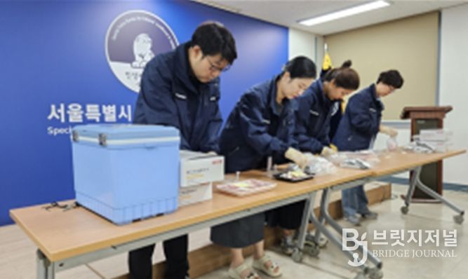 돼지고기 원산지판별 검정키트 활용 원산지 검사 장면
