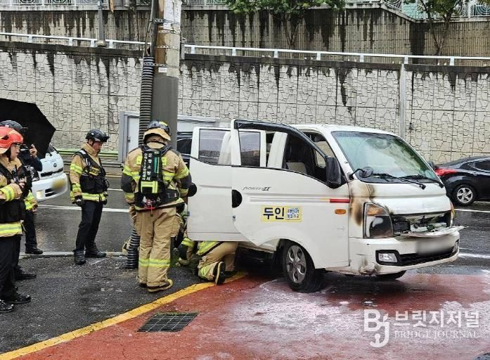 은평구시설관리공단 직원의 신속한 대응으로 차량 화재 확산 막아