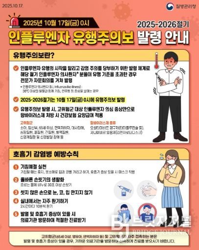 2025-2026절기 인플루엔자 유행주의보 발령 안내문