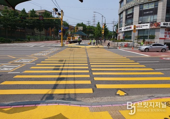 부평구, 노란색 횡단보도로 어린이들의 안전 확보 나서