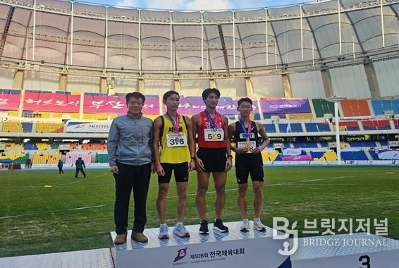 육상, 한국체대 출신 최찬유 선수(김해출신) 금메달 수상 모습
