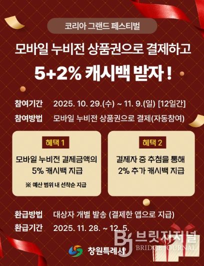창원특례시,‘모바일 누비전’결제 시 5+2% 캐시백 지급