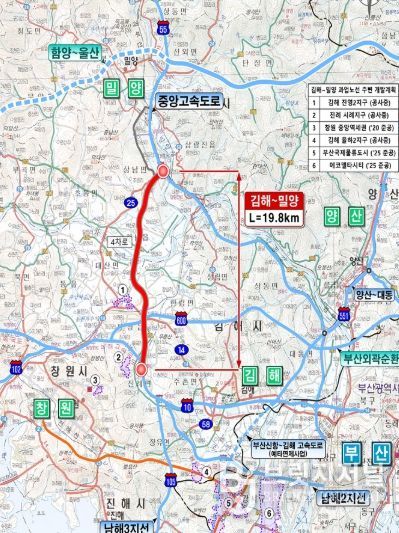 김해~밀양 고속도로 건설공사 위치도