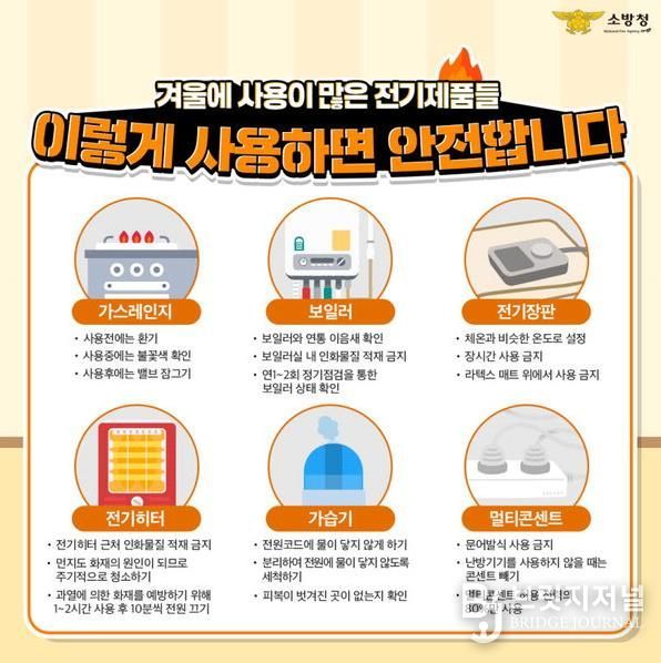 천안서북소방서,“추워지는 날씨 속 전기제품 안전사용 당부”