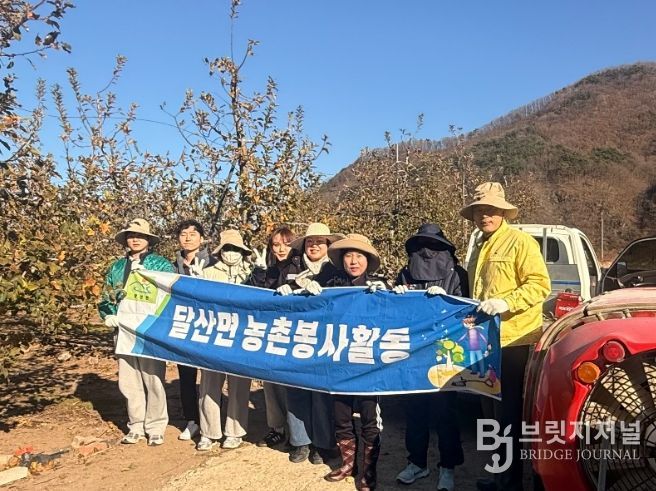 달산면 직원들이 농촌 일손 돕기 봉사활동을 펼치고 있다.