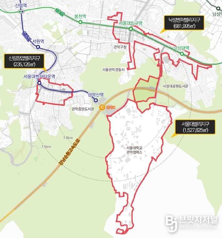 관악S밸리 R&D 벤처·창업 특정개발진흥지구 대상지 위치도