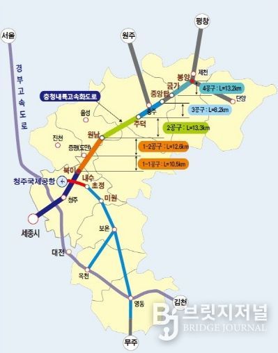 충청내륙고속화도로 노선도