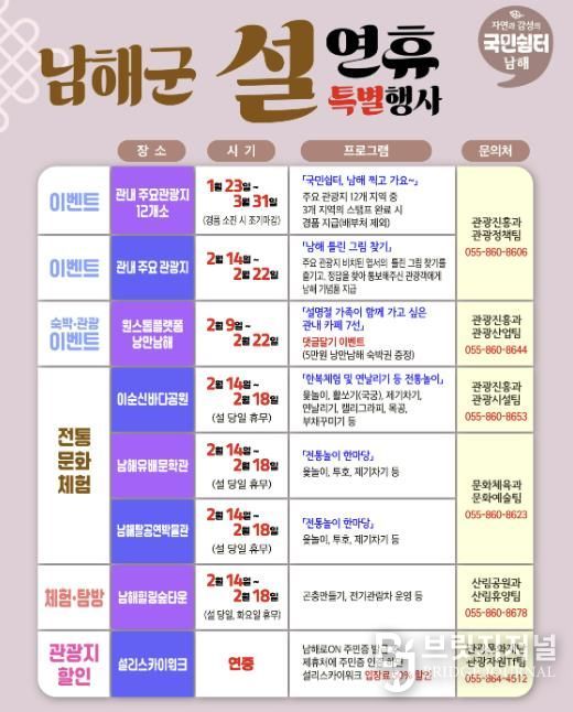 남해군, 설 연휴 특별행사 및 이벤트 '풍성'