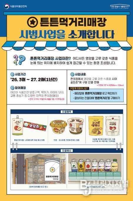 '튼튼먹거리매장 시범사업' 안내문
