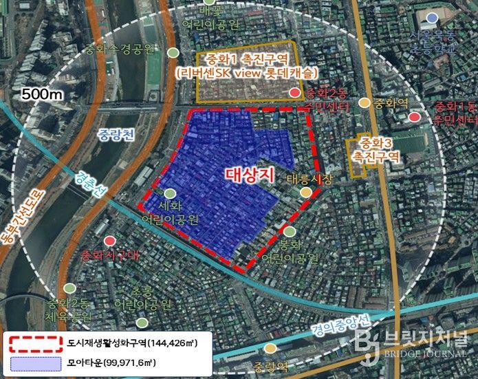 위치도 (중랑구 중화2동 도시재생활성화구역)